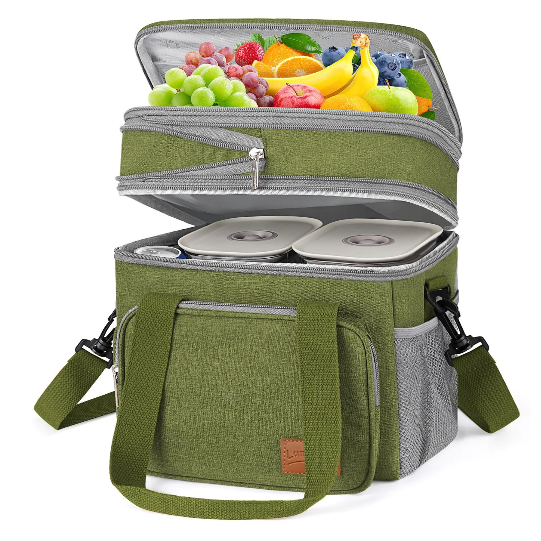 Insulated Expandable Double Deck Lunch Tote Bag (4 Colors)