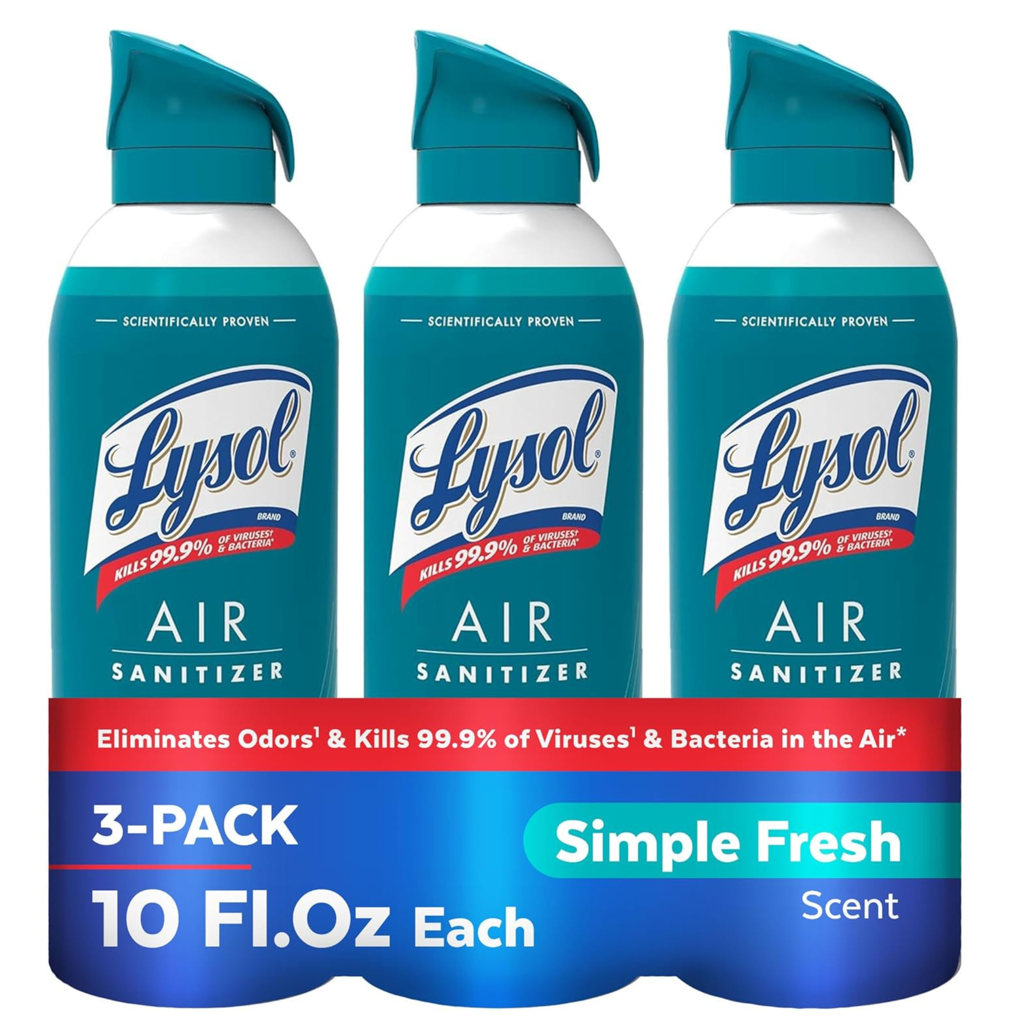 Lysol Air Sanitizer Spray, For Air Sanitization and Odor Elimination, Simple Fresh Scent (10 Fl. Oz, Pack of 3)