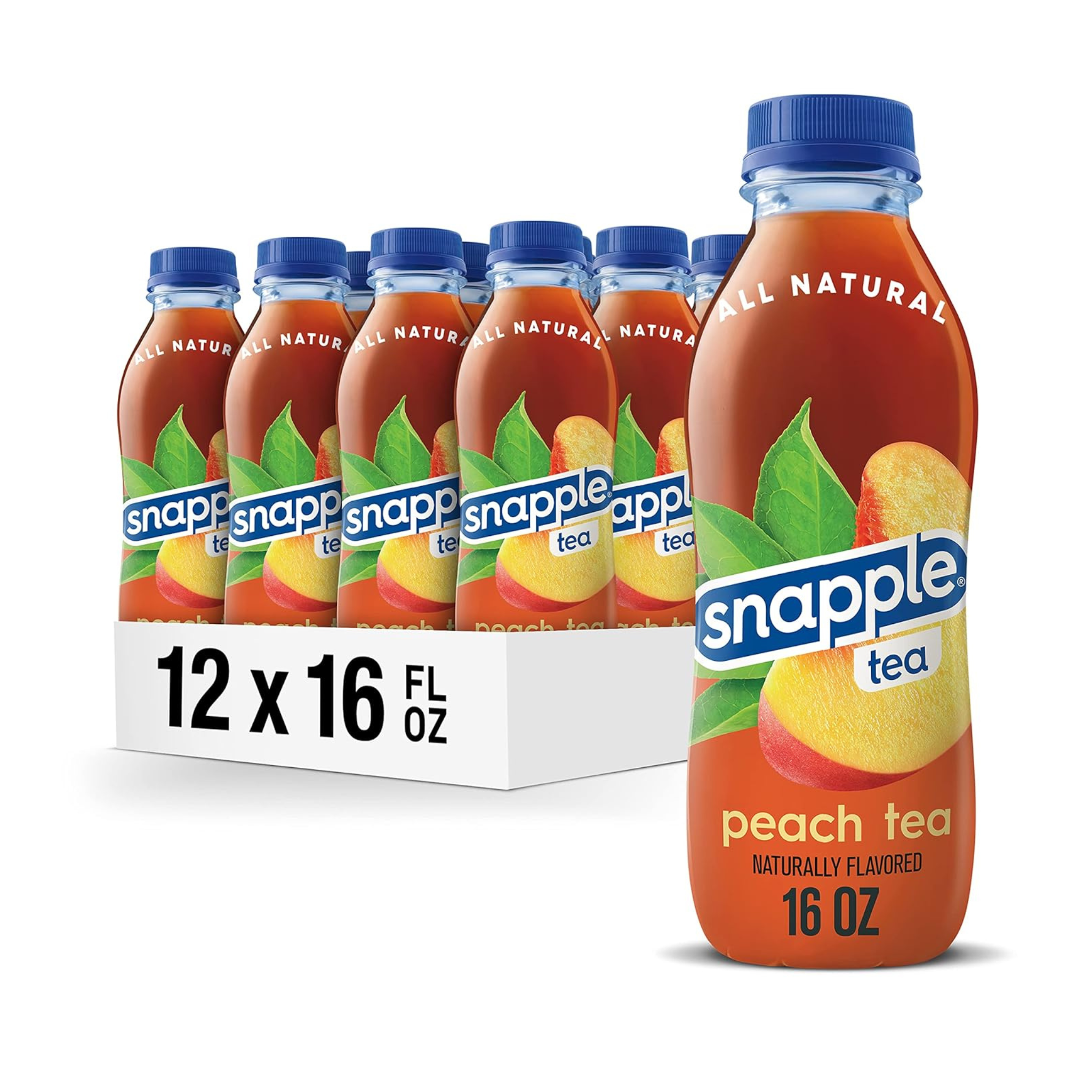Snapple Zero Sugar Peach Tea, 16 Fl Oz Bottles (Pack of 12)