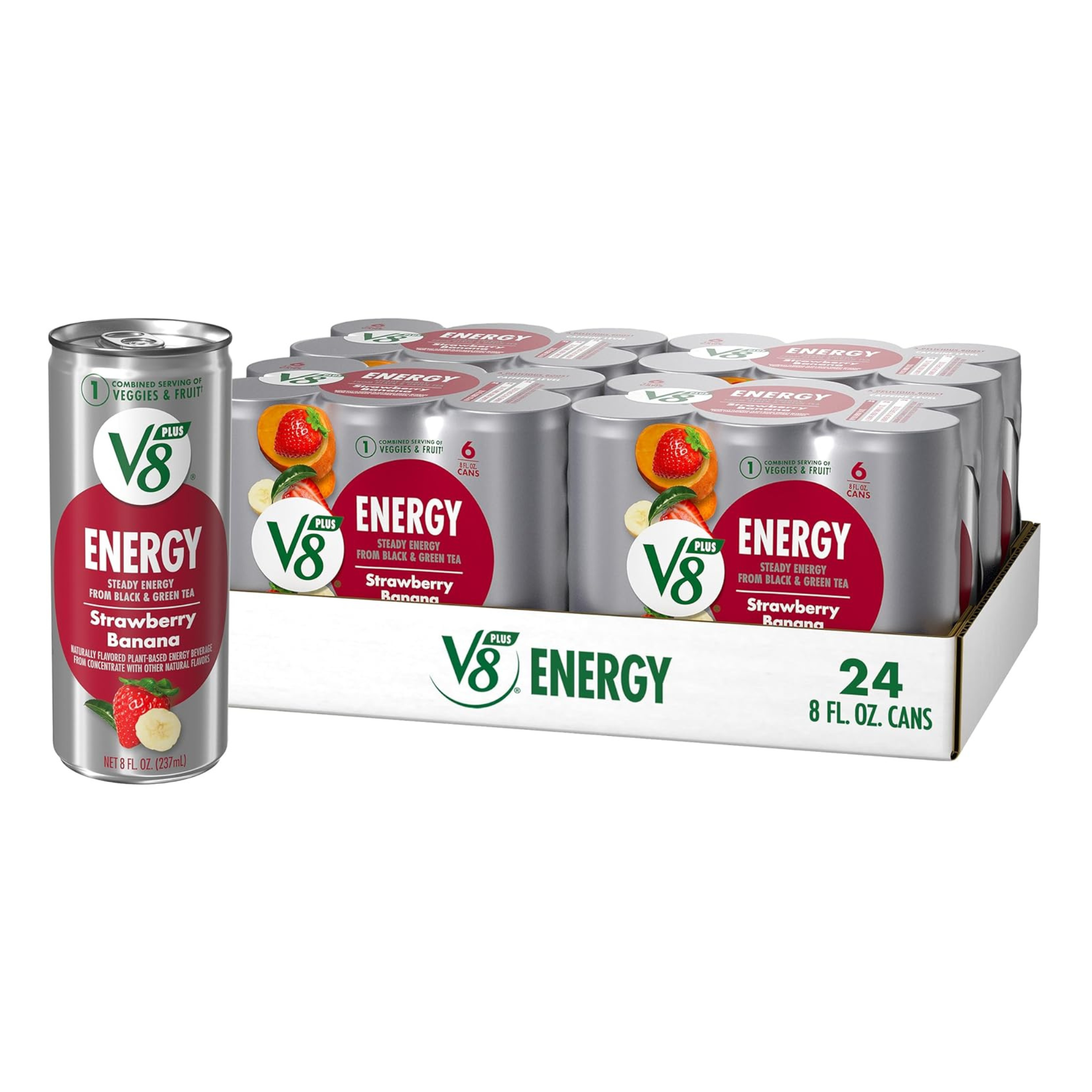 24-Pack 8-Oz V8 +Energy Drink (Strawberry Banana)