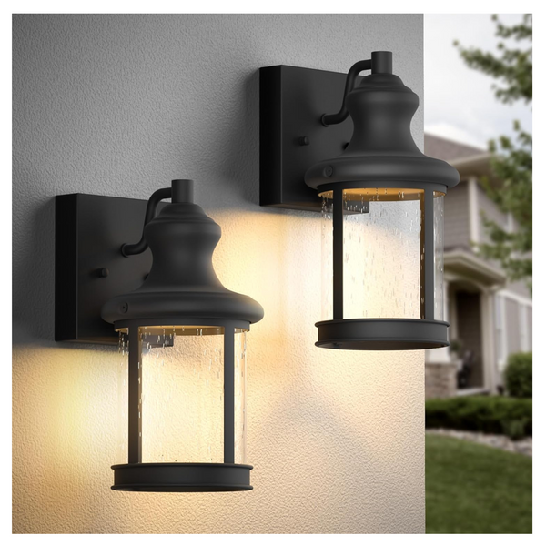 2-Pack Outdoor Porch Lights with LED Built-in