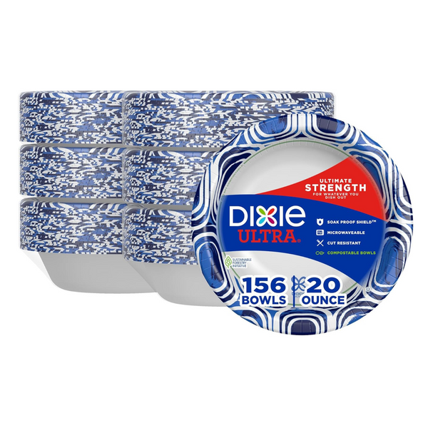 Dixie Ultra Large Paper Bowls (20 Oz, 6 Packs of 26)