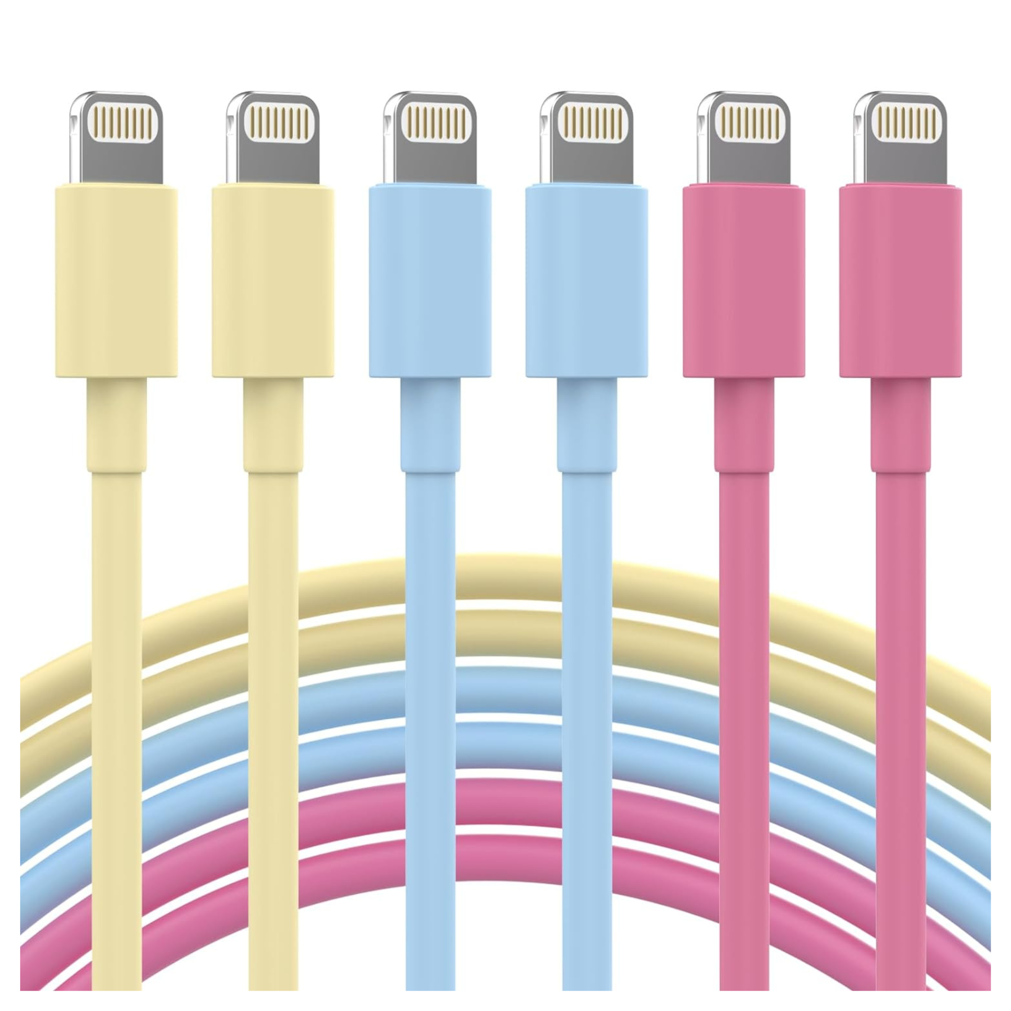 6-Pack Apple MFi Certified Fast Charging Lightning Cables