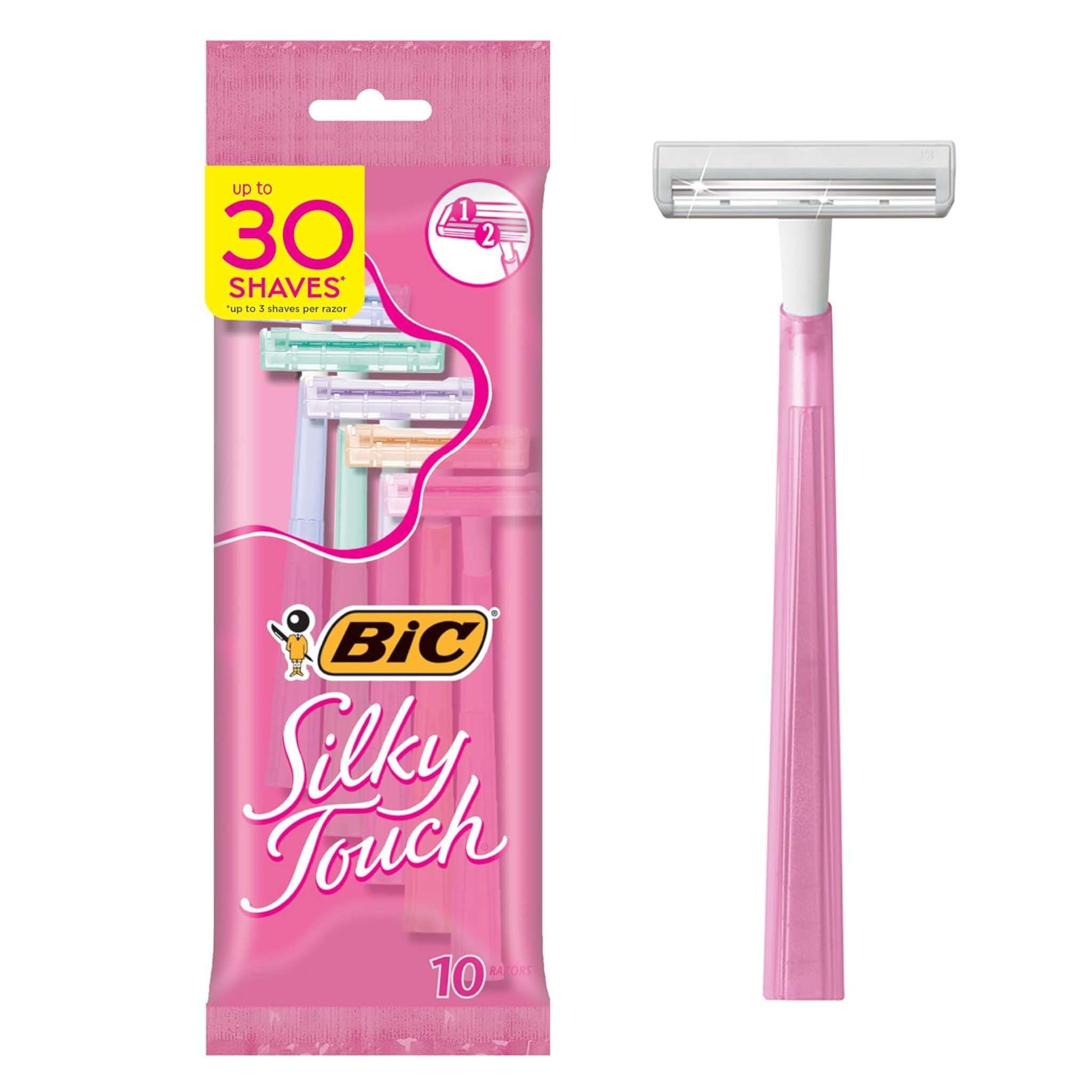 10-Count BIC Silky Touch Women's Disposable Razors with 2 Blades