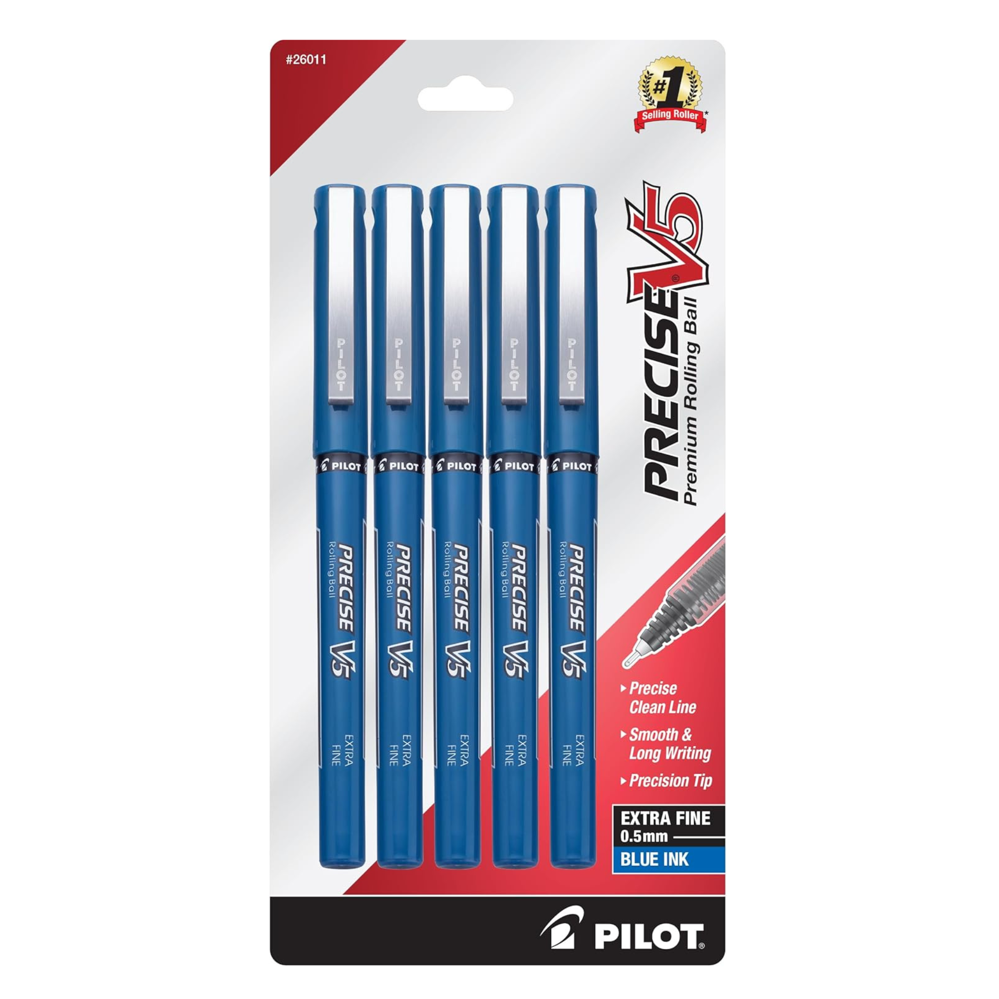 5-Pack Pilot Precise V5 Rolling Ball Pens