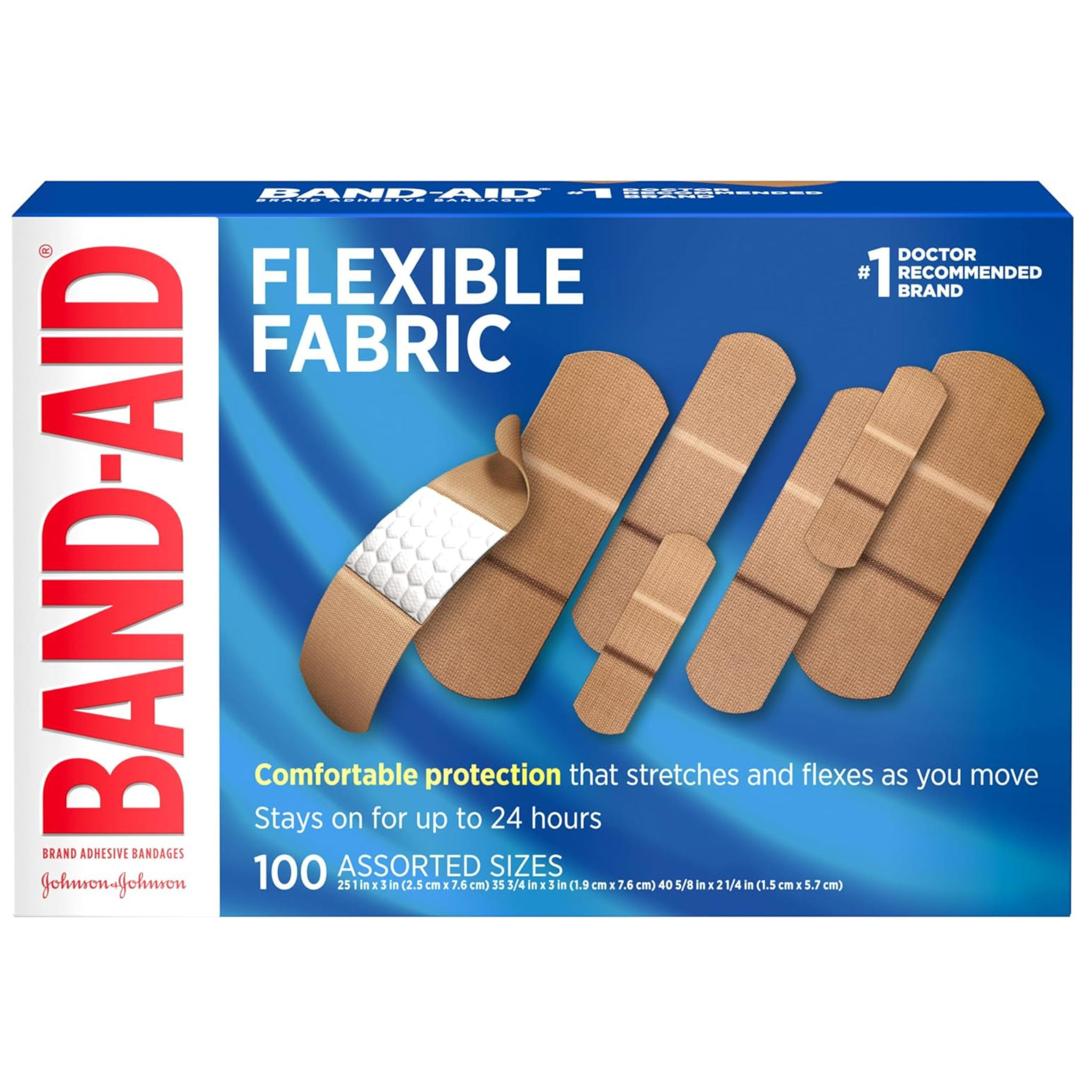 100-Count Band-Aid Flexible Fabric Adhesive Bandages (Assorted Sizes)