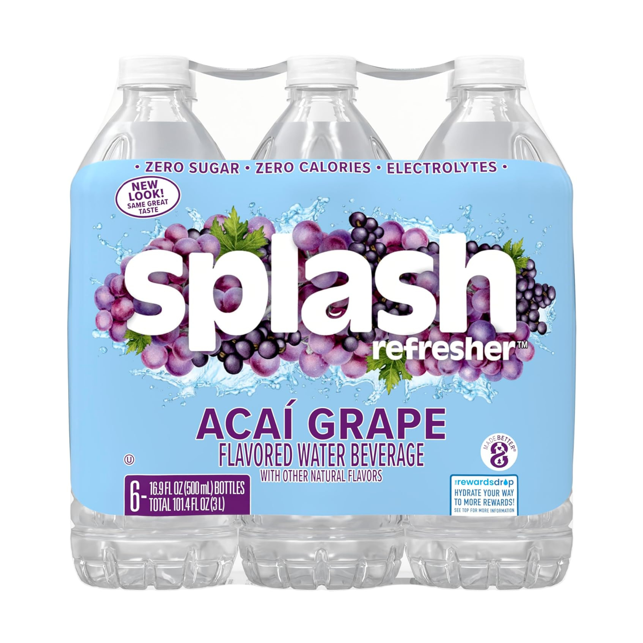 Splash Refresher/Blast Flavored Water: 6-Pack 16.9-Oz Acai Grape