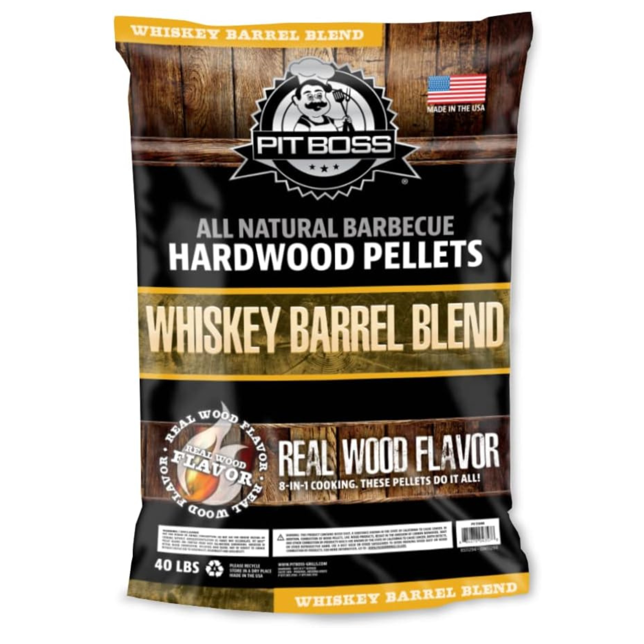 Pit Boss 40 Pound Whiskey Barrel Blend All Natural Hardwood BBQ Wood Pellets