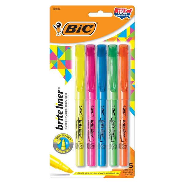 5-Count BIC Brite Liner Chisel Tip Highlighter