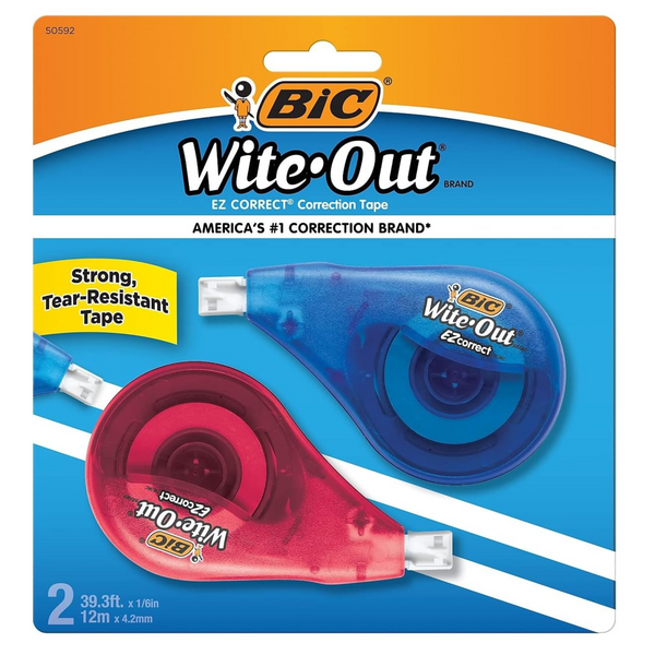 2-Count BIC Wite-Out Brand EZ Correct Correction Tape