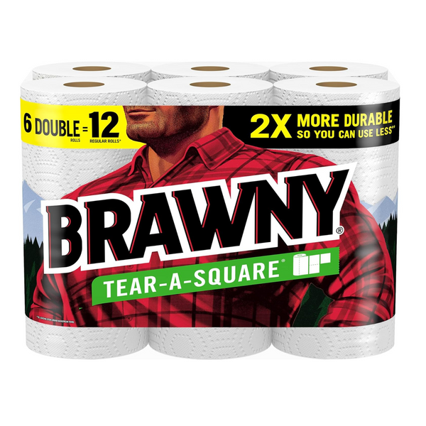 Brawny Paper Towels, 6 Double Rolls = 12 Reg Rolls