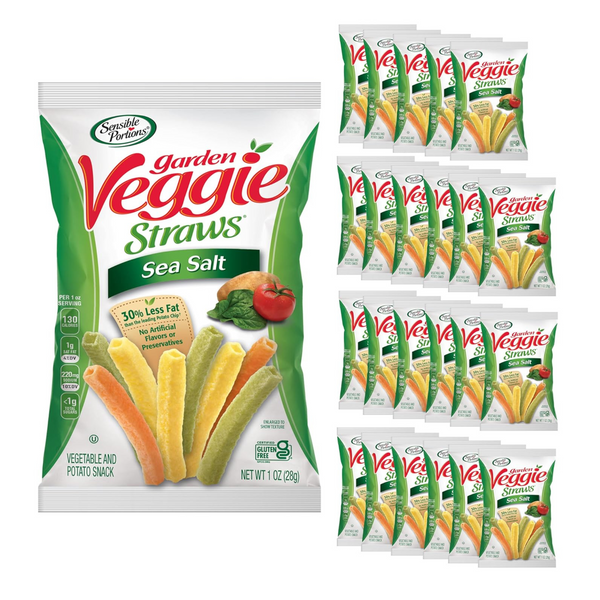 Sensible Portions Veggie Straws, Sea Salt, 1 Oz Bag, 24-Pack