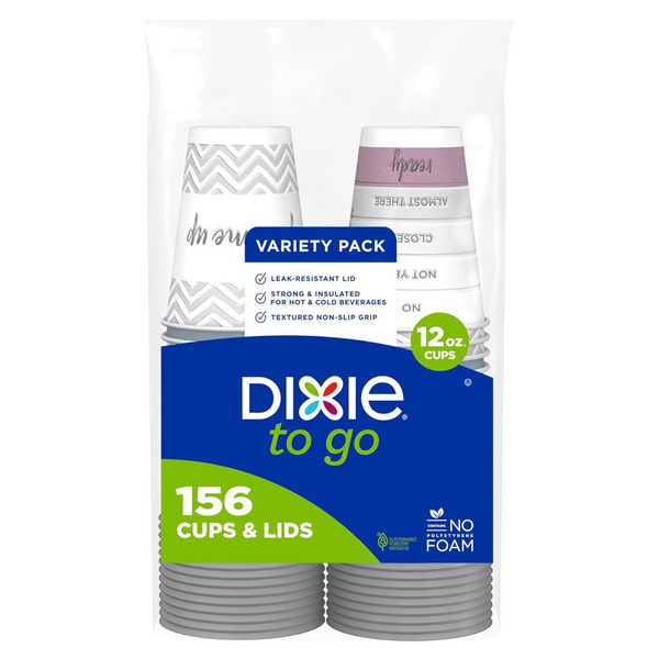 Get 2 Packs Of Dixie To Go 12 Oz Paper Coffee Cups With Lids, 156 Count