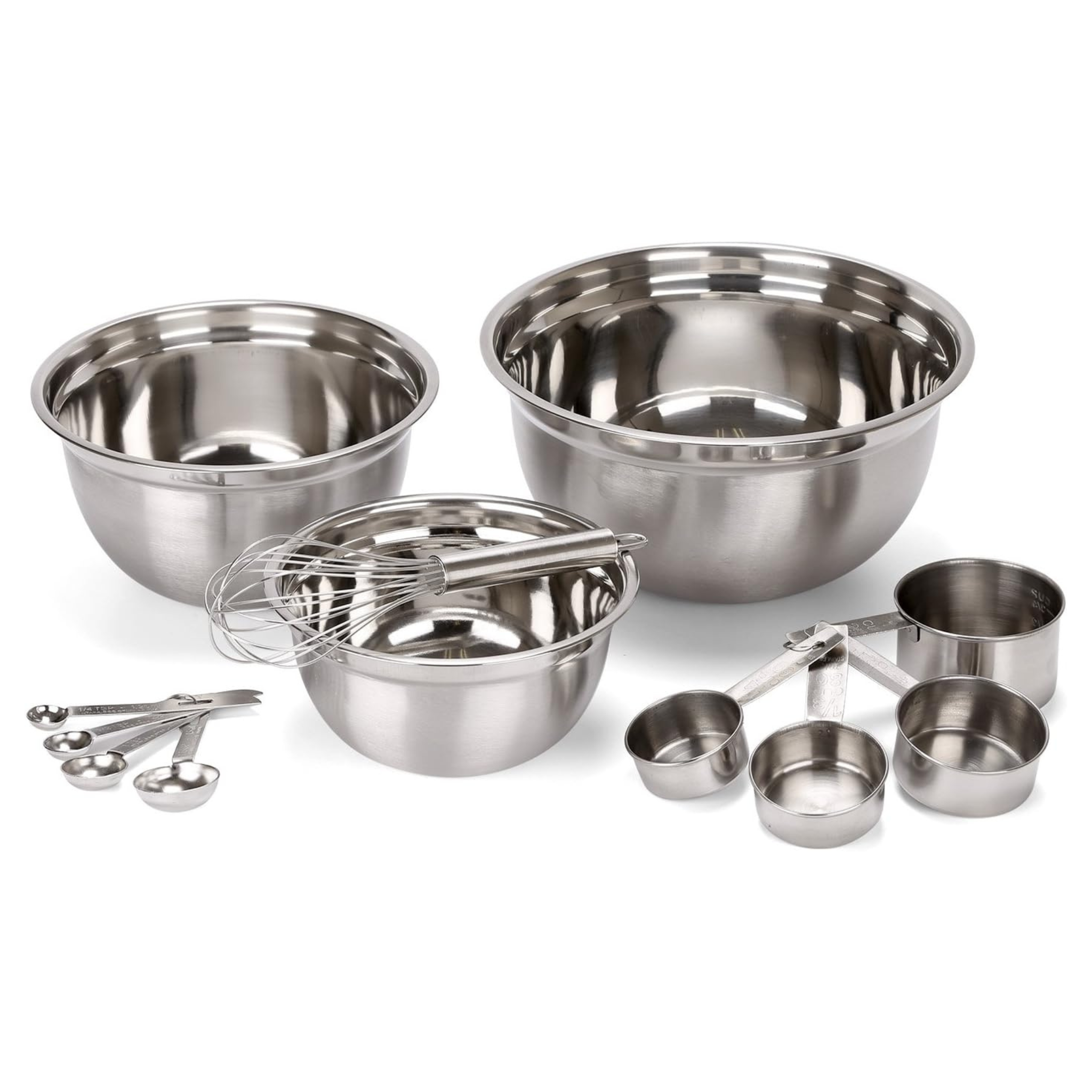 12 Piece Stainless Steel Metal Mixing Bowl & Accessories