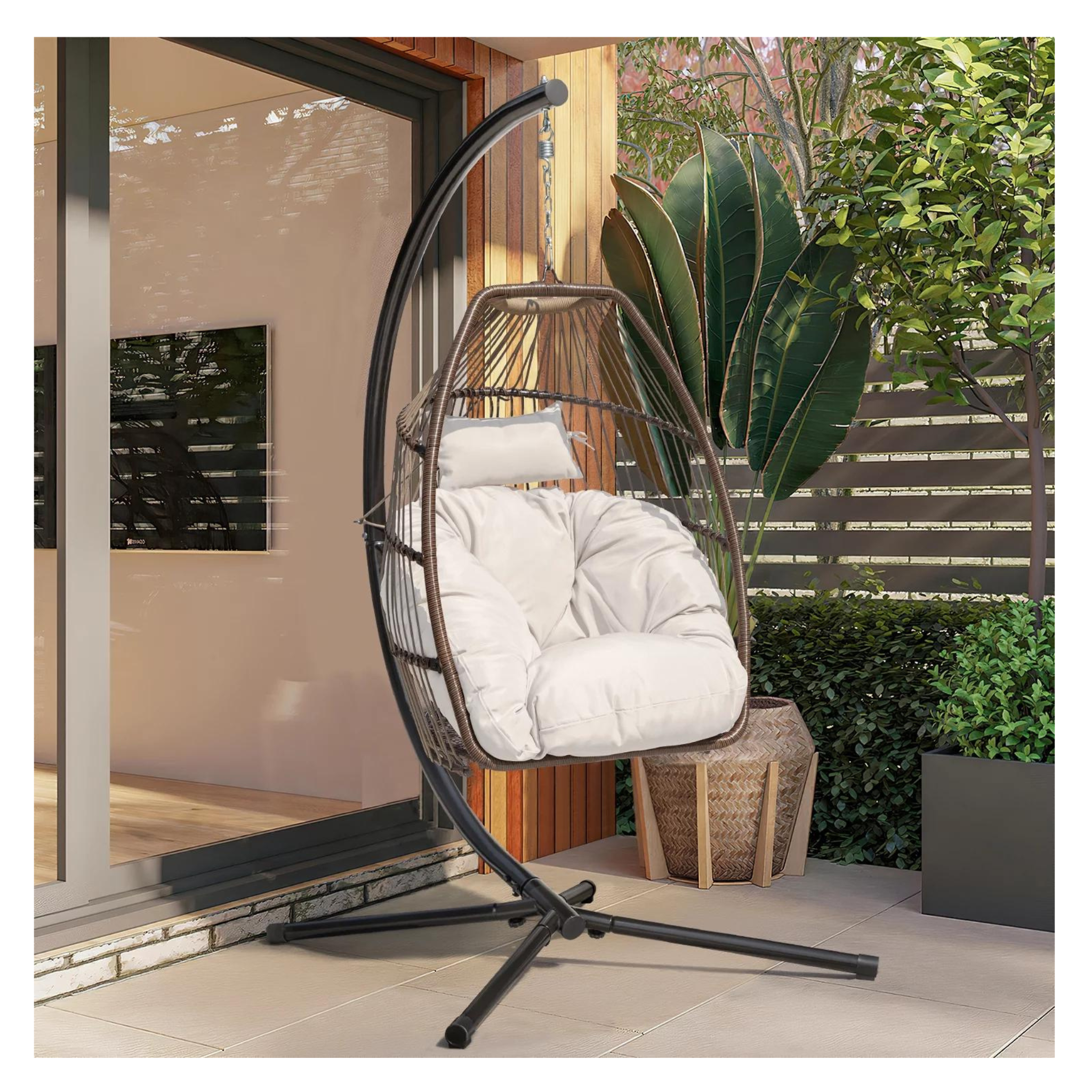 Homall Indoor Outdoor Patio Wicker Swing Egg Chair