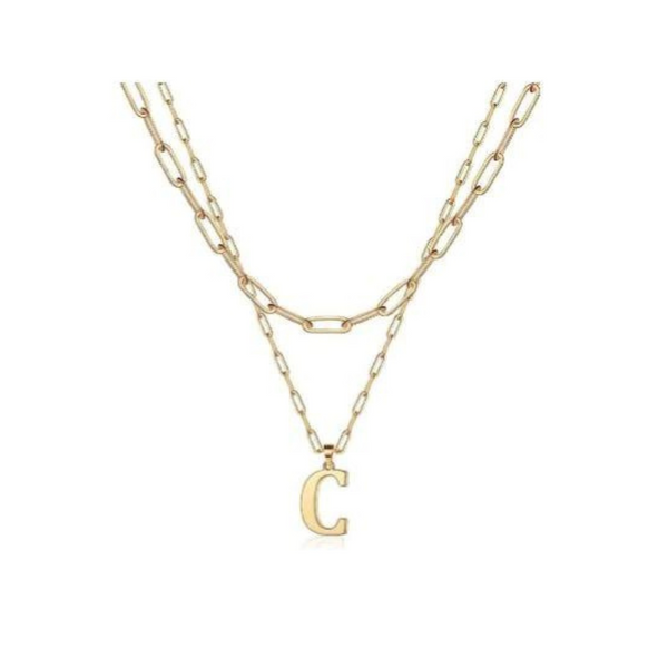 Womens Girls Initial Paper Clip Layering Necklace (All Abc's)