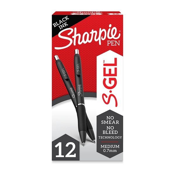 SHARPIE S-Gel Medium Point Black Gel Pens (12 Count)