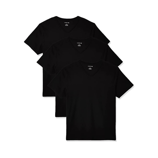 Lacoste Pack de 3 Camisetas Essentials para Hombre 100% Algodón Slim Fit con Cuello en V