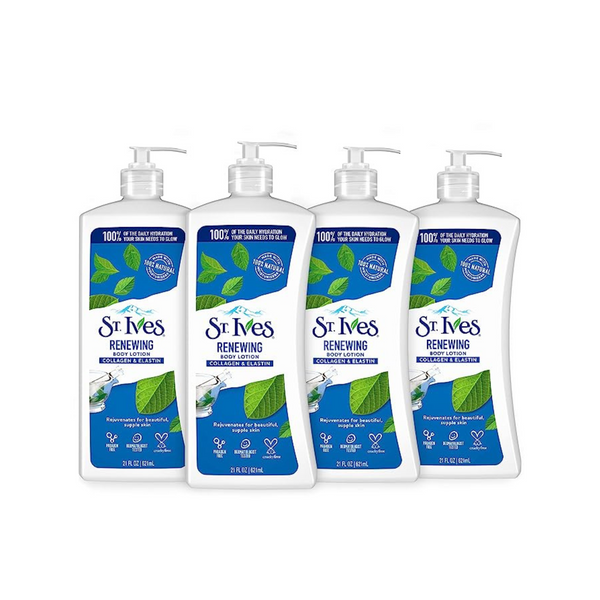 4 Bottles of St. Ives Renewing Hand & Body Lotion Moisturizer (21 oz Bottles)