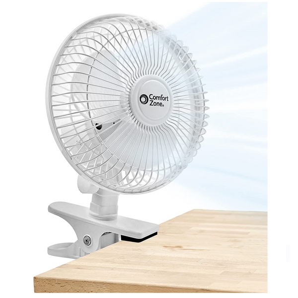 Comfort Zone 2-Speed Desk Fan with Clip and Fully Adjustable Tilt