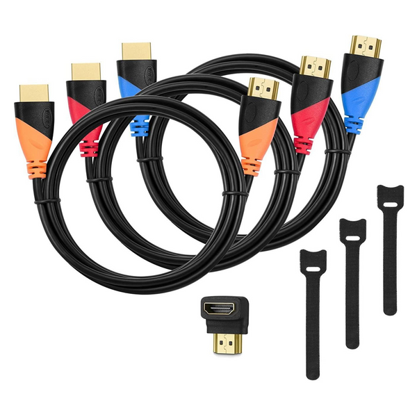 3 cables HDMI chapados en oro de alta velocidad de 6 pies