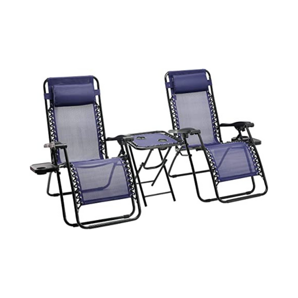 Paquete de 2 sillones reclinables plegables ajustables para exteriores con gravedad cero