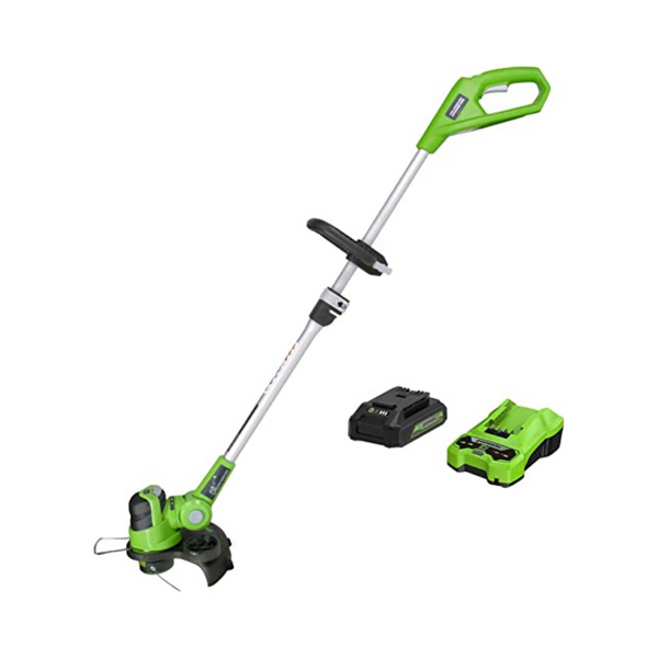 Cortabordes/bordeadora de hilo inalámbrico Greenworks de 24 V y 12 ″, batería de 2,0 Ah y cargador incluidos