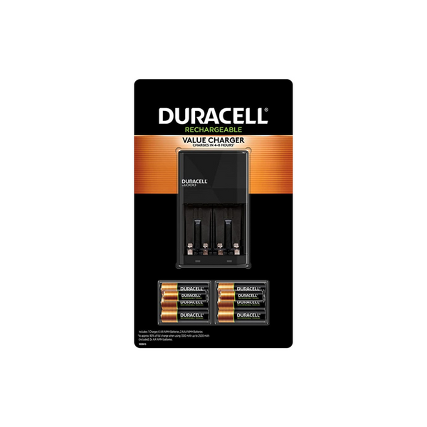 Cargador de pilas Duracell Ion Speed ​​AA y AAA con 4 pilas AA y 2 pilas recargables AAA