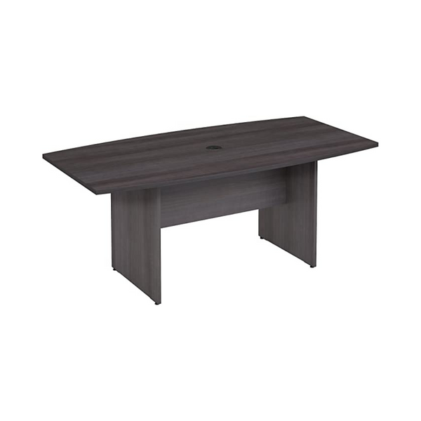 Bush Business Furniture 72W x 36D Boat Shaped Conference Table with Wood Base in Storm Gray