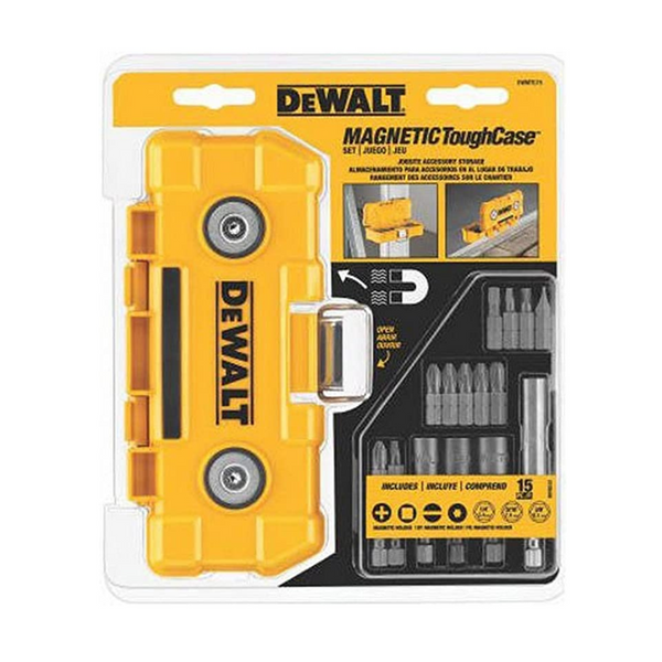 DEWALT Juego de puntas de destornillador de impacto con estuche magnético resistente a impactos, puntas de carburo de 15 piezas