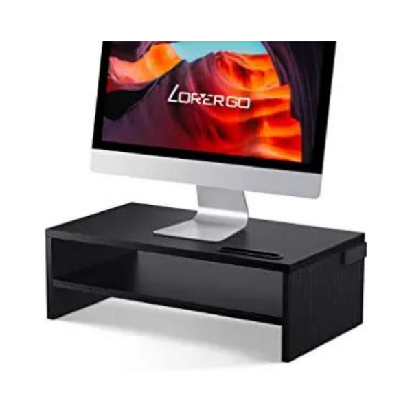 LORYERGO 2 Tier Monitor Stand Riser with Cellphone Holder