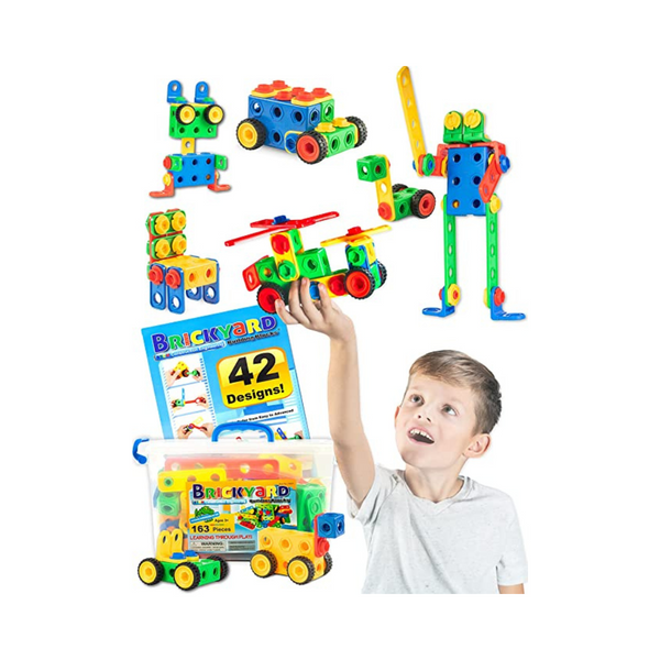 Brickyard Building Blocks STEM Toy with Storage Box