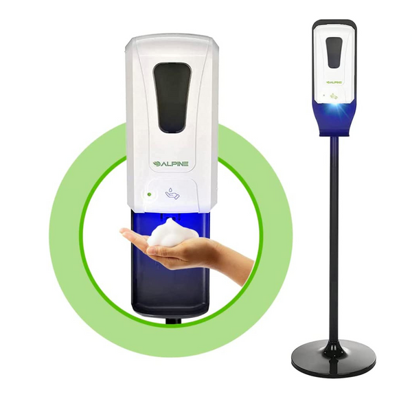 Alpine Industries Automatic Touch-Free Soap-Hand Sanitizer Dispenser with Floor Stand