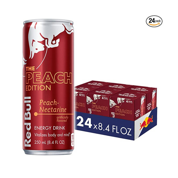 24 latas de bebida energética Red Bull, edición melocotón