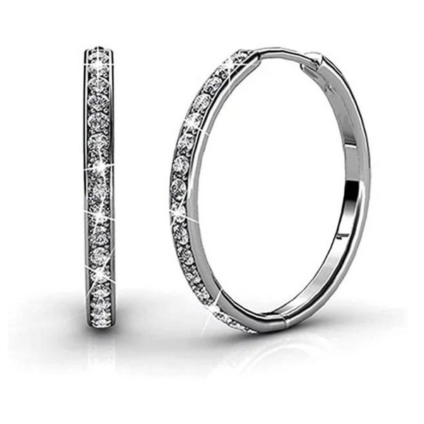 Cate & Chloe Bianca 18k White Gold Hoop Earrings with Swarovski Crystals (3 Colors)