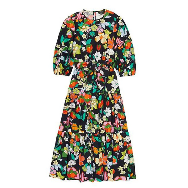 Kate Spade New York Vestido midi escalonado con diseño floral