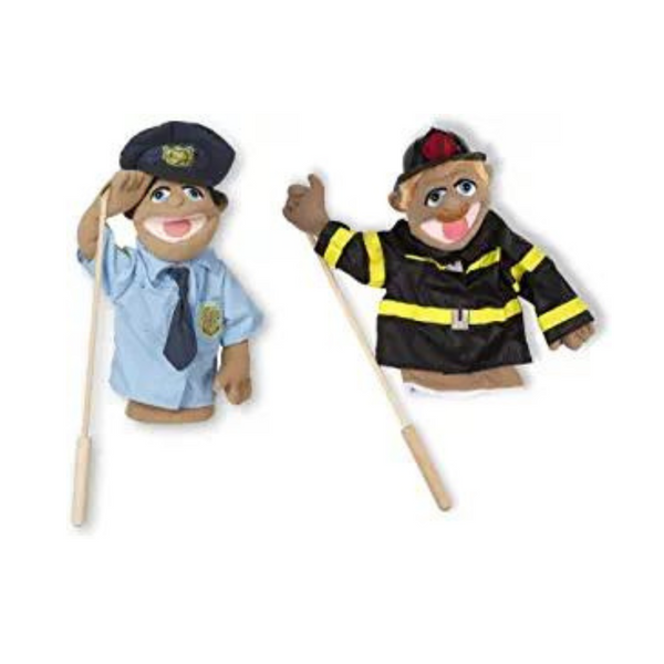 Melissa &amp; Doug Rescue Puppet Set - Oficial de policía y bombero