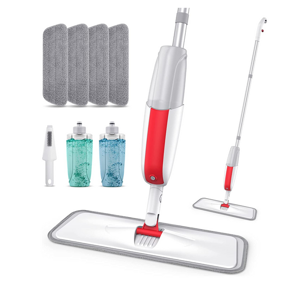 Spray Mop With 2 Refillable Bottles And 4 Washable Reusable Mop Pads