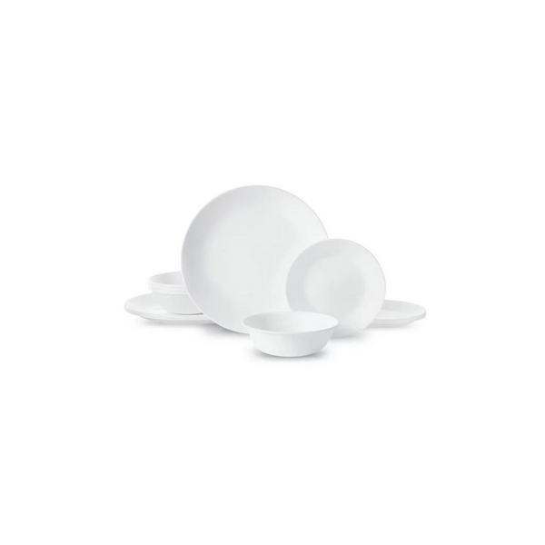 Juego de vajilla de vidrio blanco Corelle Winter Frost de 12 piezas (servicio para 4)