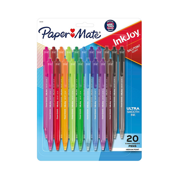 Bolígrafos retráctiles Paper Mate InkJoy 100RT de 20 unidades