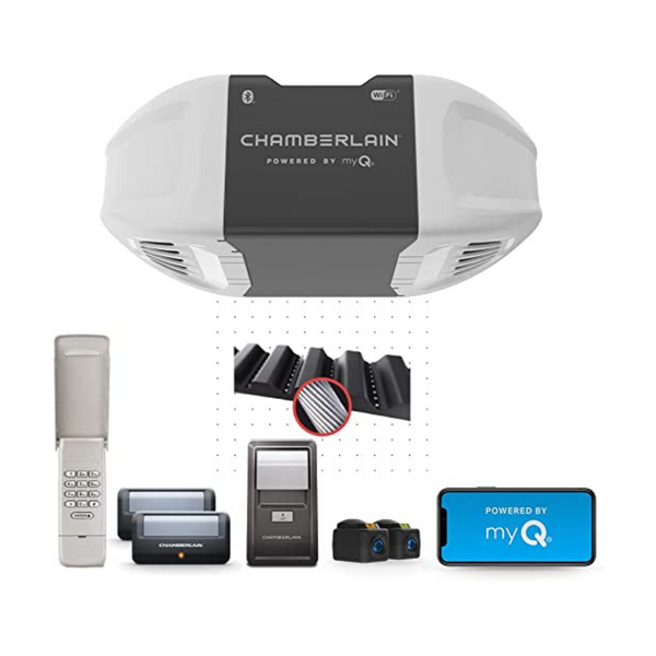 Chamberlain Smart myQ Smartphone Controlled-Ultra Quiet Strong Belt Drive Blue Garage Door Opener