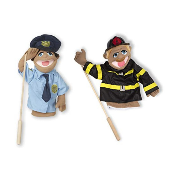 Melissa & Doug Rescue Puppet Set – Police Officer and Firefighter