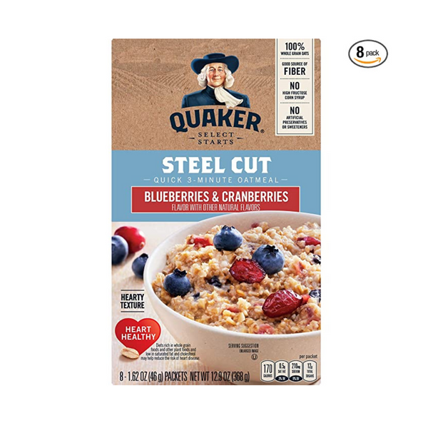 Quaker Instant Steel Cut Avena Arándanos y Arándanos