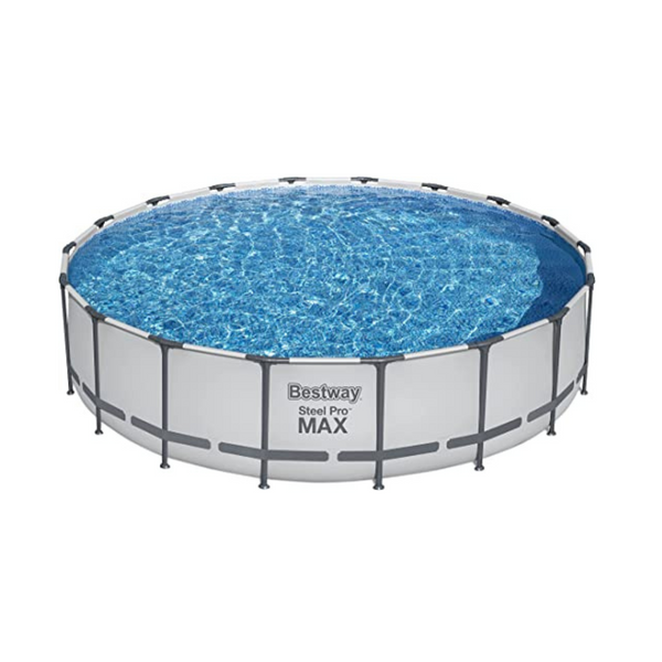 Bestway Steel Pro MAX 18 Foot x 48 Inch Round Metal Frame Above Ground Outdoor Swimming Pool Set