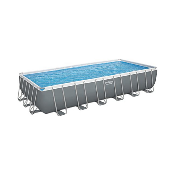 Bestway Power Steel 24′ x 12′ x 52″ Rectangular Metal Frame Above Ground Swimming Pool Set