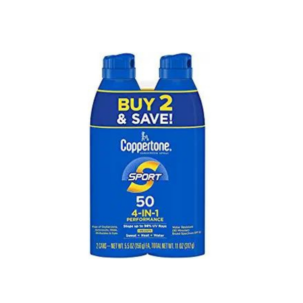 Coppertone SPORT Protector solar en spray SPF 50, 5.5 oz en spray, paquete de 2