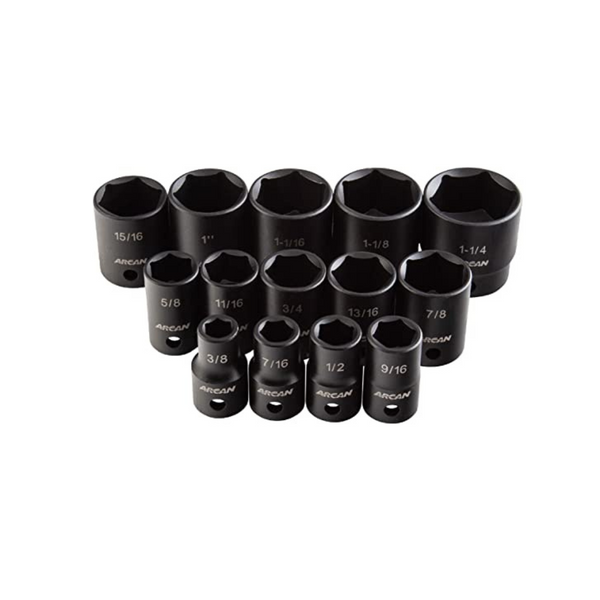 14-Piece Arcan 1/2" Drive Shallow Impact Alloy Steel Socket Set