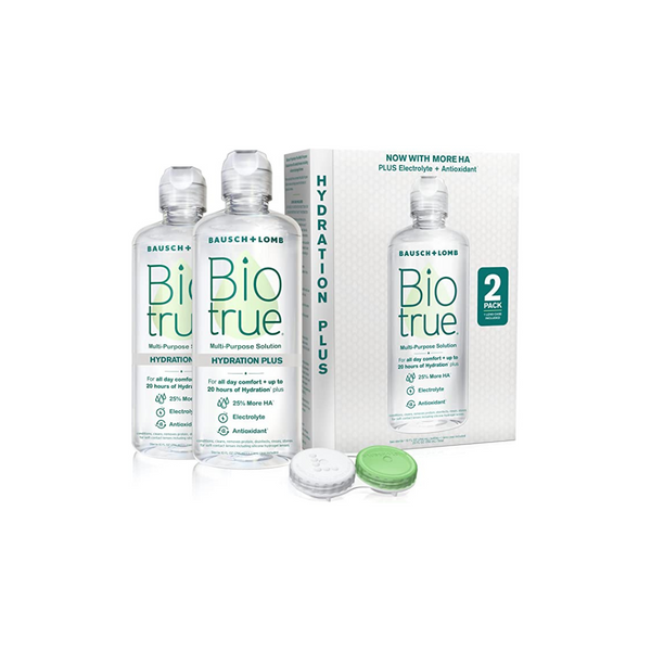 2 botellas de solución para lentes de contacto Biotrue Hydration Plus