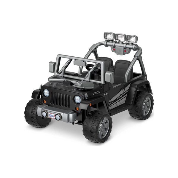 Power Wheels Jeep Wrangler Willys Vehículo para montar a batería de 12 V (negro)