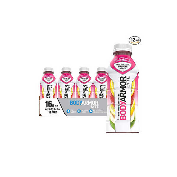 Bebida deportiva BODYARMOR LYTE Bebida deportiva baja en calorías, limonada de fresa, sabor natural